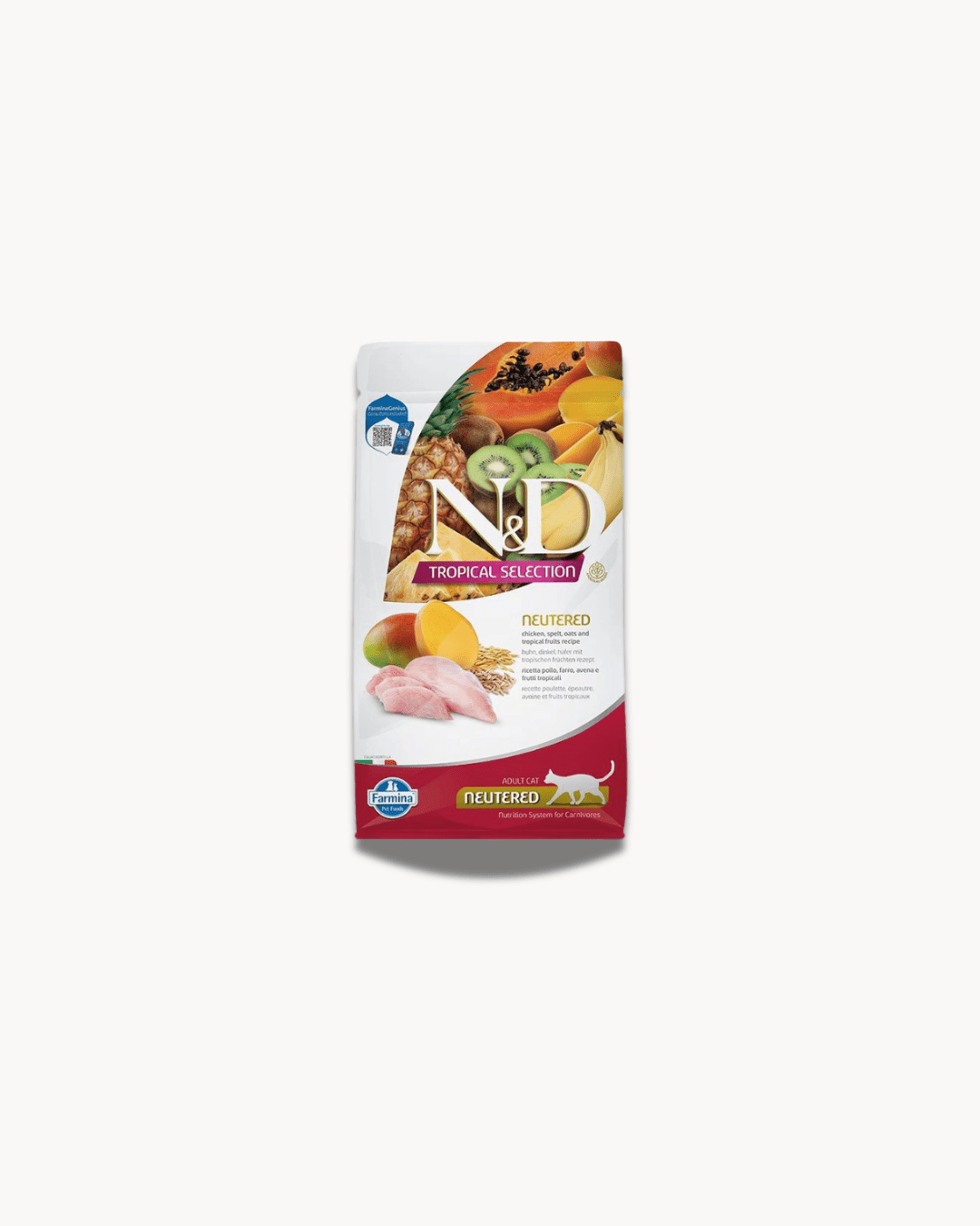 N&D Cat Food | 10kg | Tropical Selection Chicken, Spelt, Oats & Tropical Fruits Neutered Adult Dry Cat Food