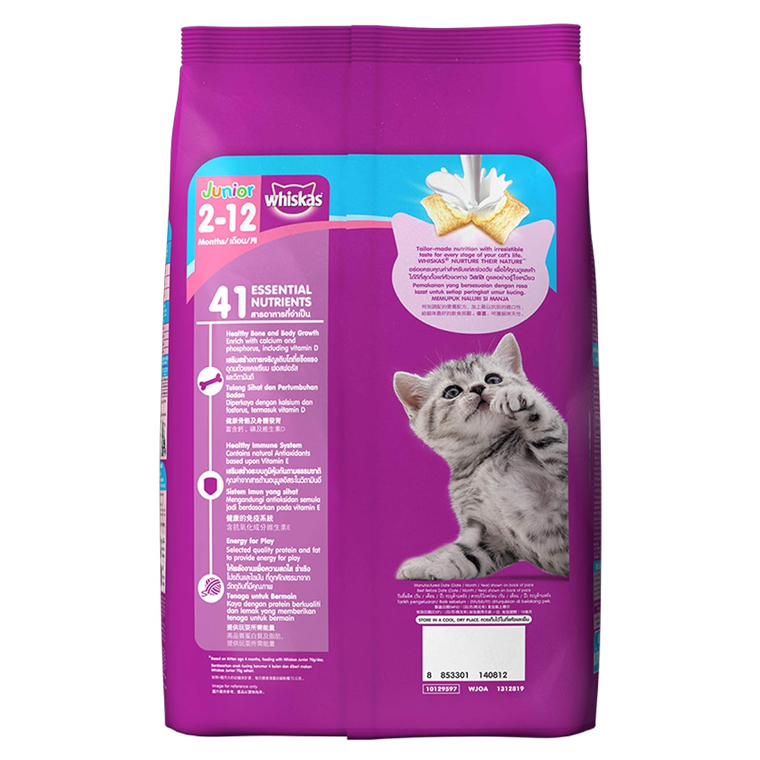 Whiskas Kitten (2-12 Months) Dry Cat Food | Ocean Fish Flavour | 1.1kg Pack