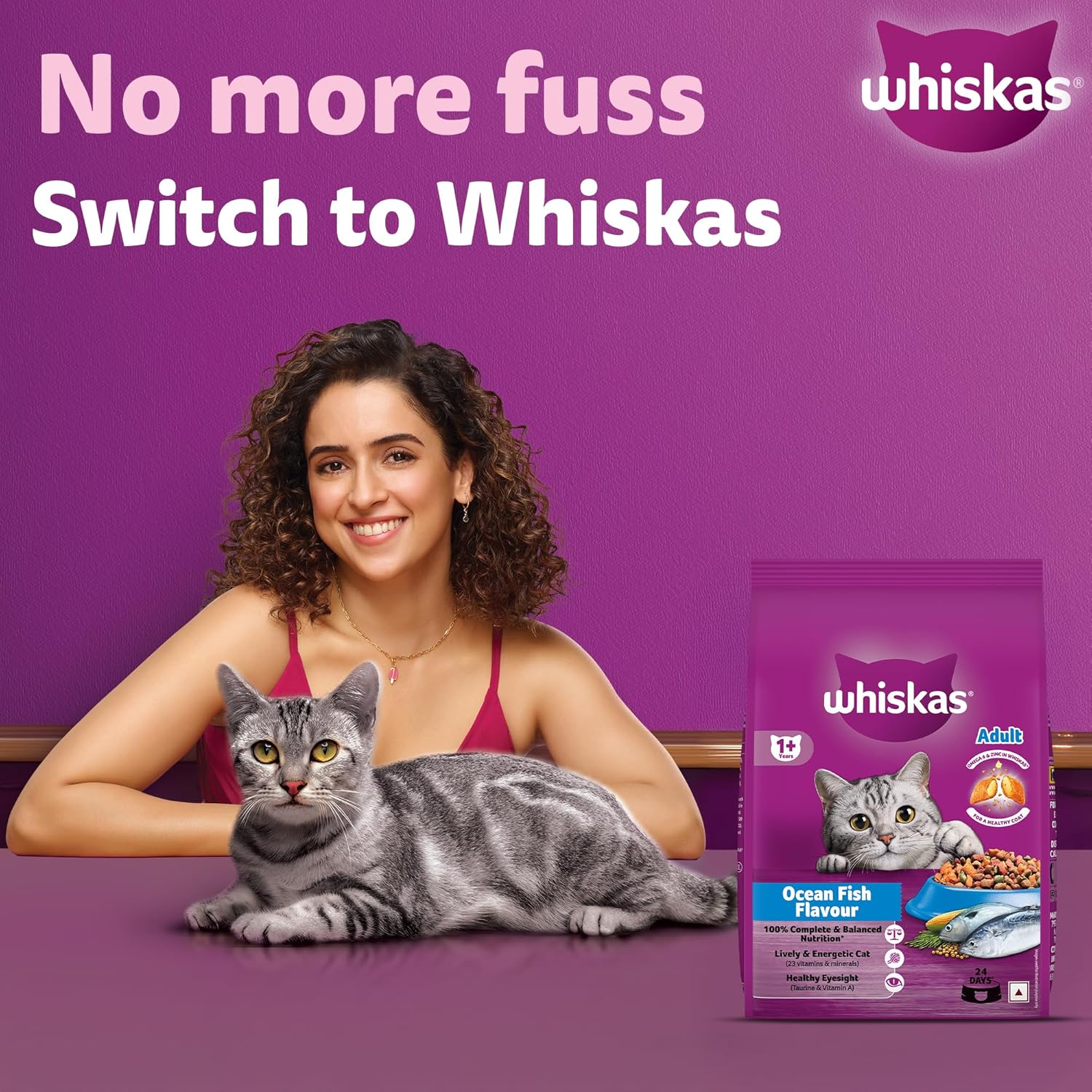 Whiskas Adult (1+ Years) Dry Cat Food | Ocean Fish Flavor |20 kg | Contains 41 Essential Nutrients Complete & Balanced Nutrition for Adult Cats