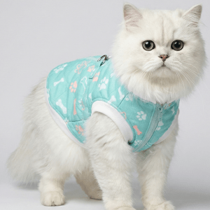 Winter Jacket For Cats & Puppies | Zip Closure | Light Blue Teal Colour | Small Size