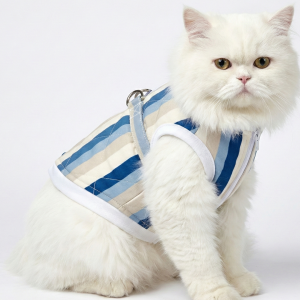 Winter Jacket For Cats & Puppies | Zip Closure | Striped Design | Small Size