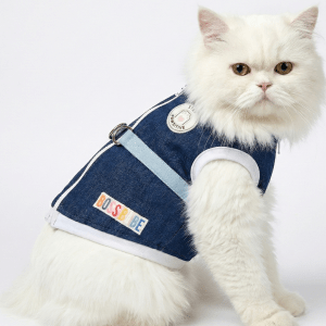 Winter Jacket For Cats & Puppies | Zip Closure | Denim Style | Medium Size