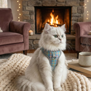 Leash For Cats & Dogs | Sky Blue Checked Design