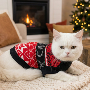 Smarty Pet Kitten Outfit | Pet Apparel | Red & Black Design