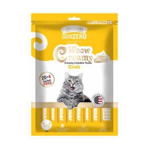 Grain Zero Creamy Lickable Cat Treats 360g (20 Sachets + 4 Free) | Crab | Rich in Protein, Promotes Hydration | No Artificial Preservatives | Best for Training & Bonding | All Life Stages grainzero