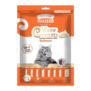 Grain Zero Creamy Lickable Cat Treats 360g (20 Sachets + 4 Free) | Salmon | Rich in Protein, Promotes Hydration | No Artificial Preservatives | Best for Training & Bonding | All Life Stages grainzero